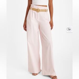 Express Stylist Blush Pink Super High Rise Wide Leg Paperbag Pants 12R